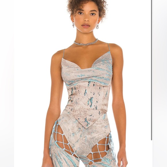 Poster Girl Denise Corset Top in Aqua Zebra - Picture 3 of 4